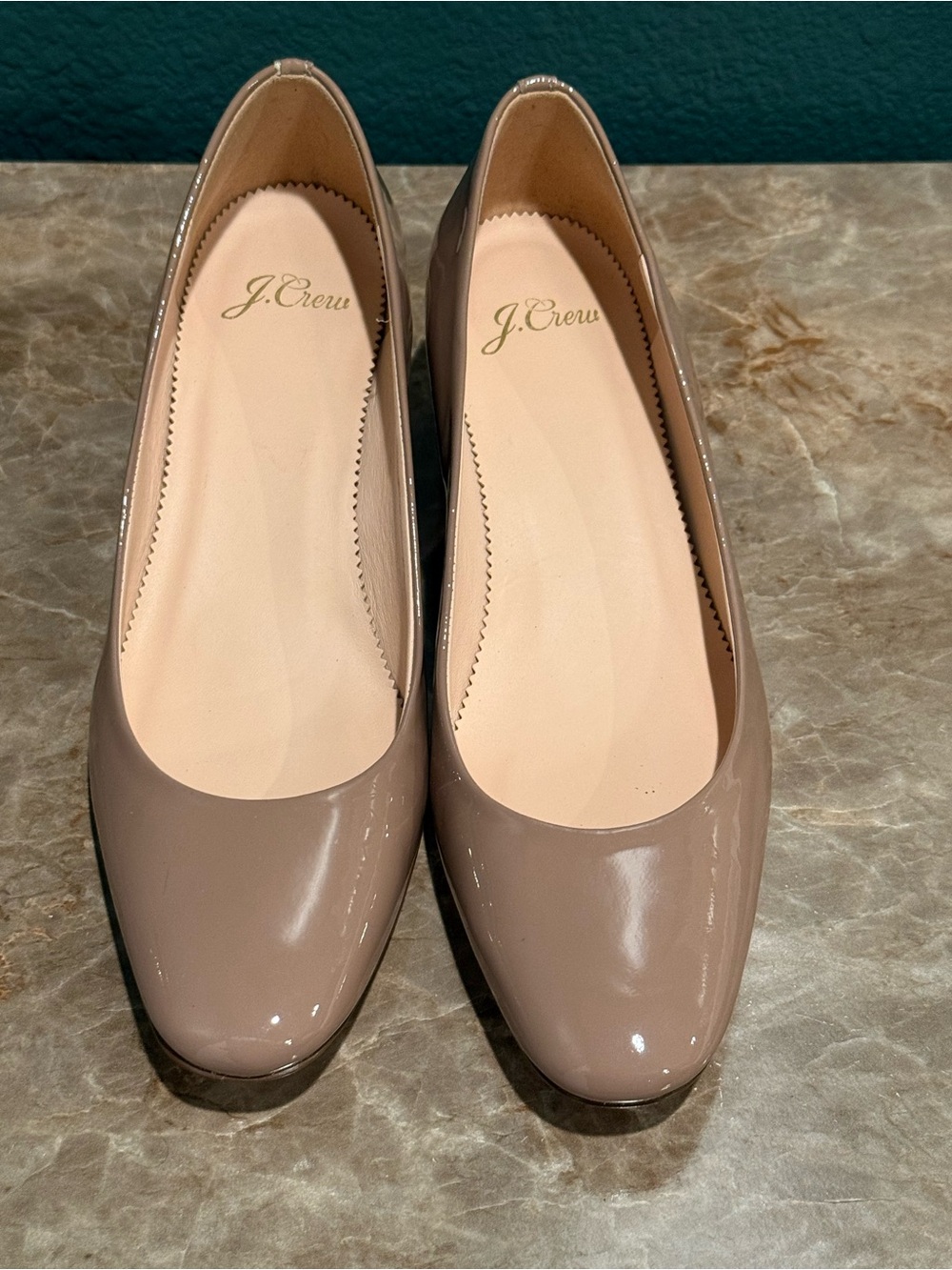 J. Crew Patent Leather Ballet Flats in Taupe